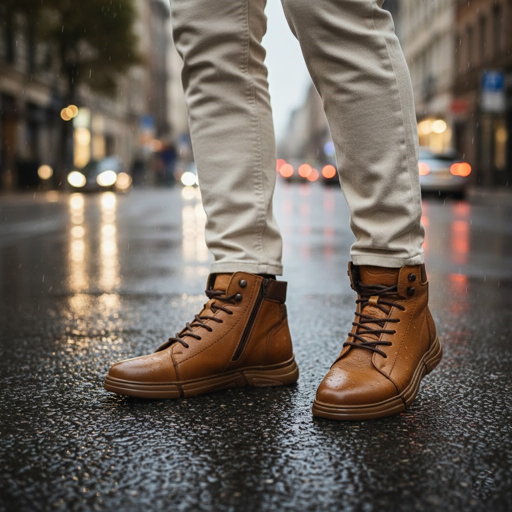 خرید آنلاین نیم بوت مردانه چرم شمس مدل s6 کد 88